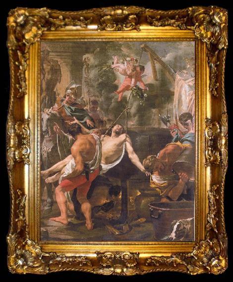 framed  Brun, Charles Le The Martyrdom of st john the evangelist at the porta Latina, ta009-2